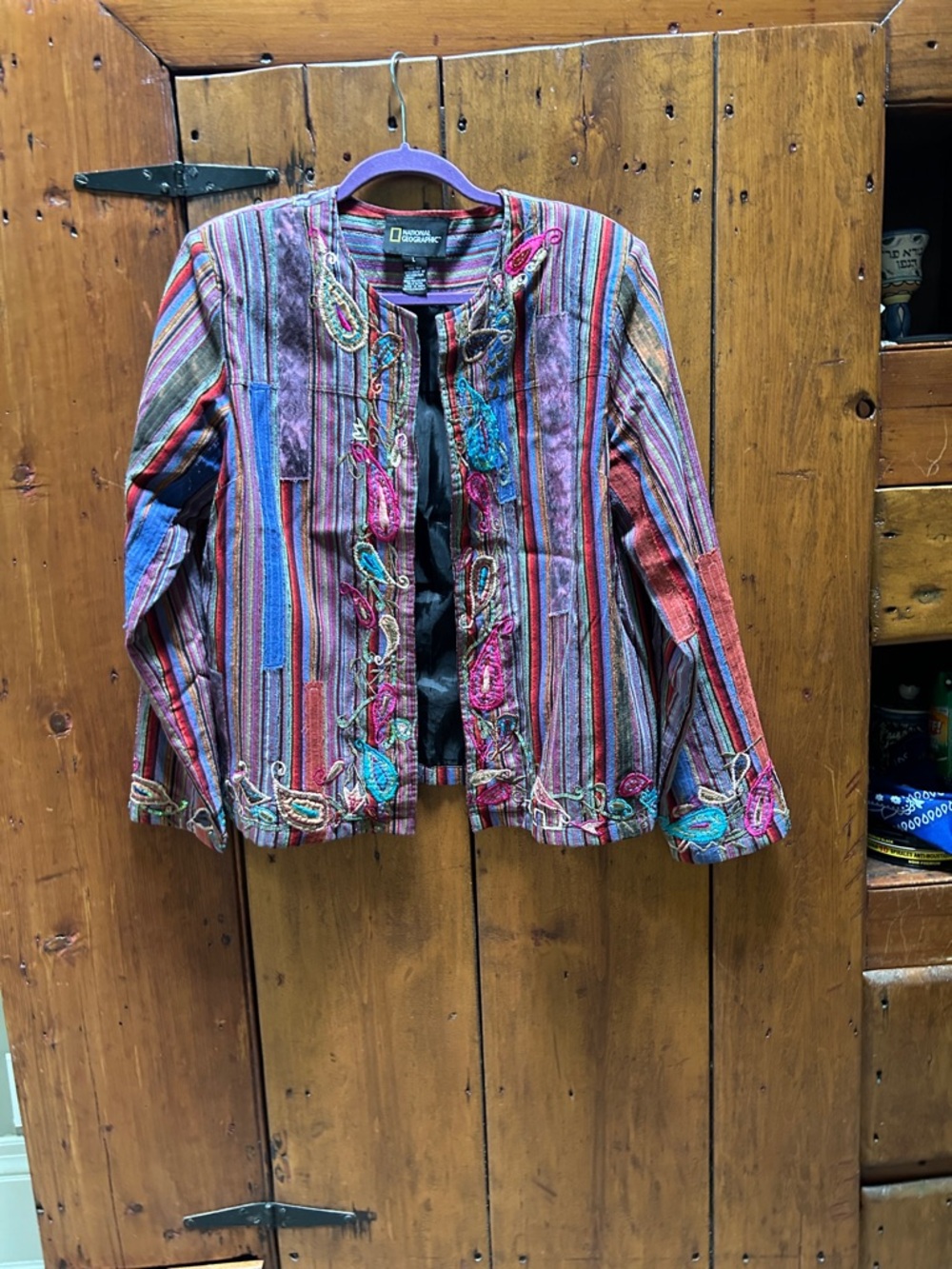 National Geographic Multicolor Striped Embroidered Women's Blazer